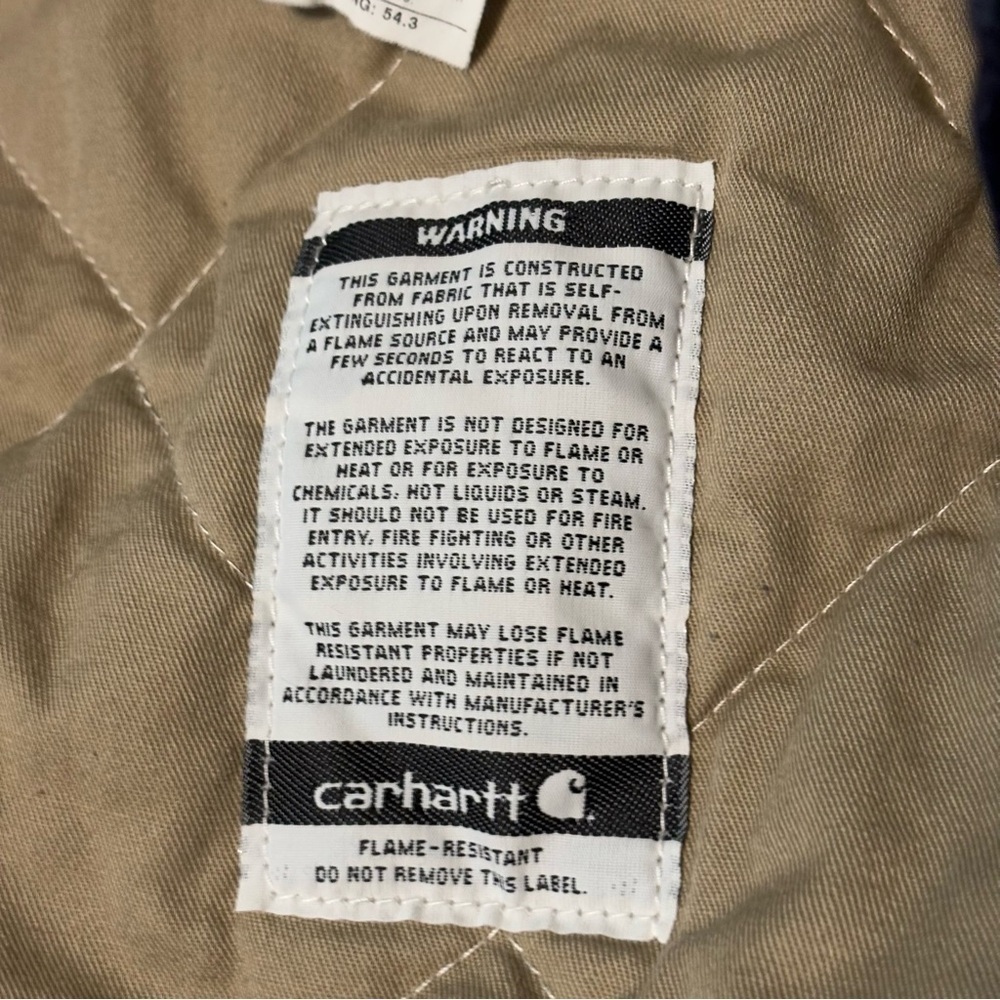 Vintage Carhartt FR Corporate Logo Padded Coat Dark Blue Size 2XL - Picture 10 of 12
